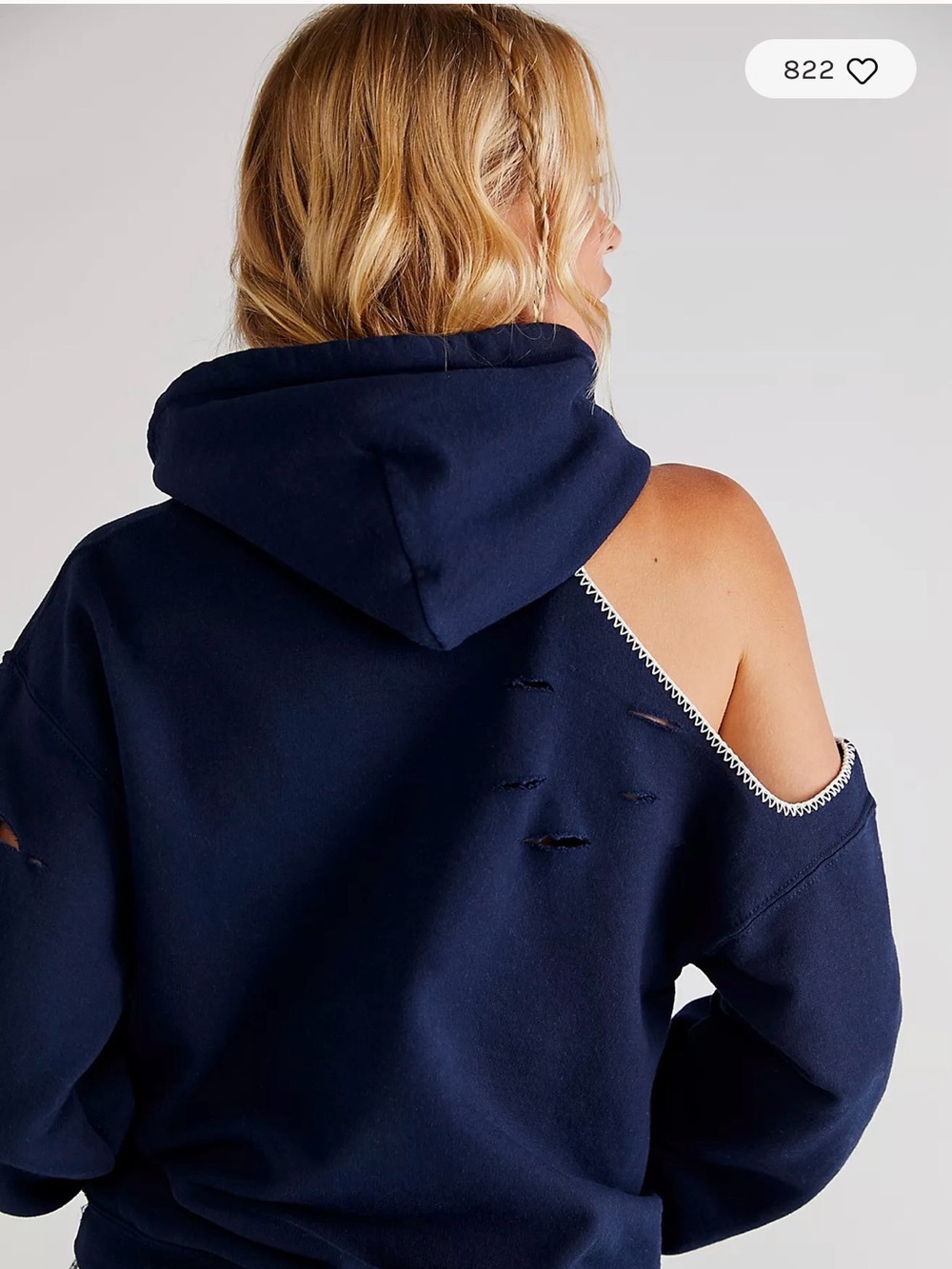 Free People Tricia Fix USA Cut out Hoodie - Navy - Picture 2 of 10